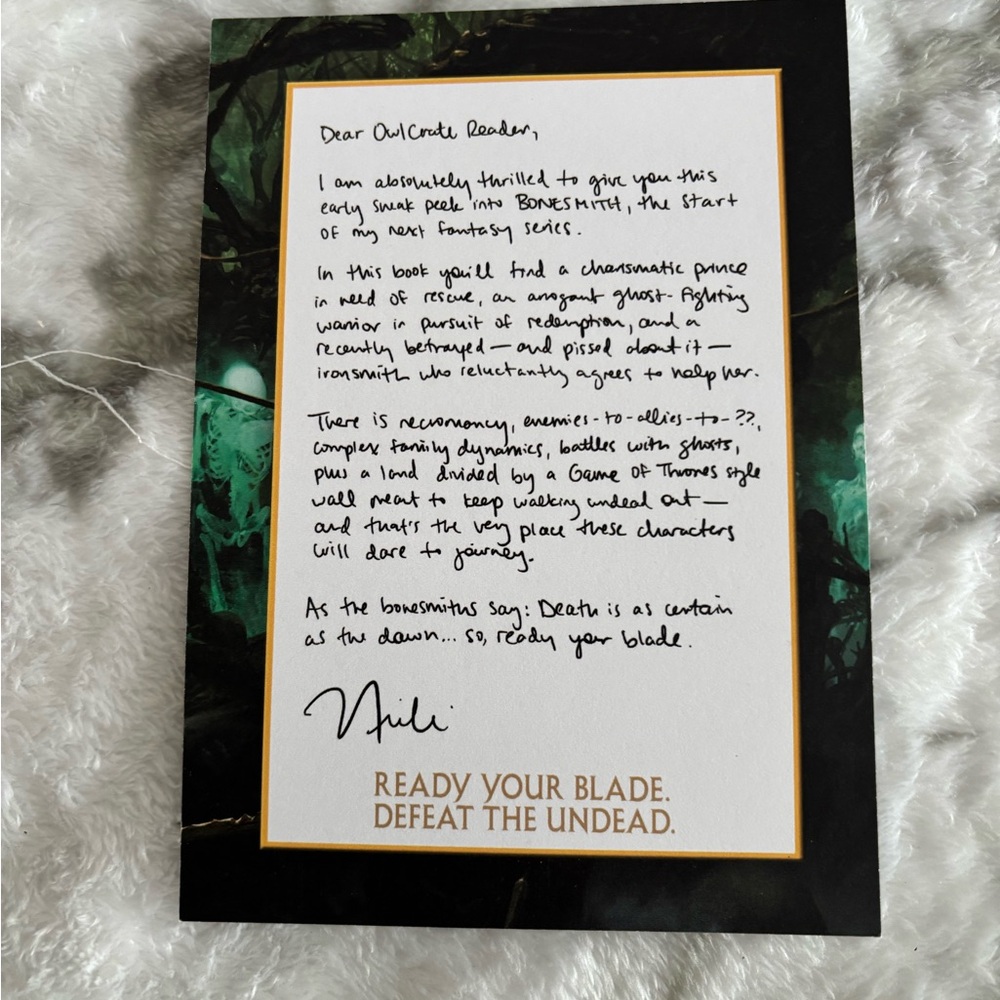 Free Add On Owlcrate - Bonesmith author letter